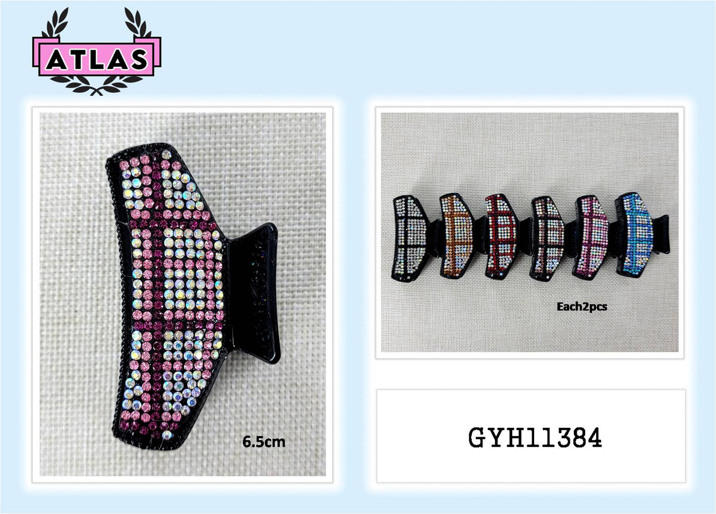 GYH11384 - Rhinestone Plaid Claw Clip