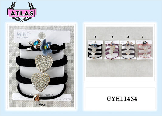 GYH11434 - Heart Hair Tie 4 Pce Set