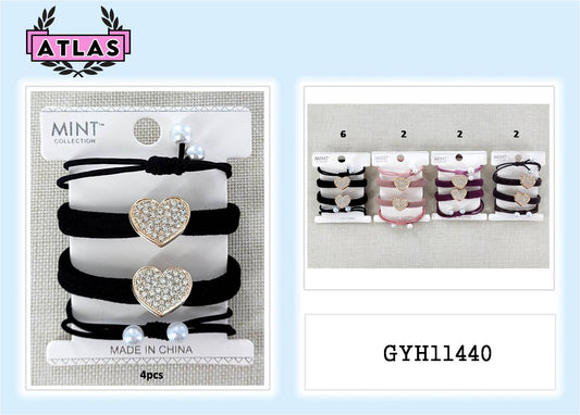 GYH11440 - Heart Hair Tie 4 Pce Set