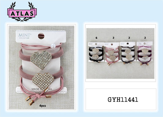 GYH11441 - Heart Hair Tie 4 Pce Set