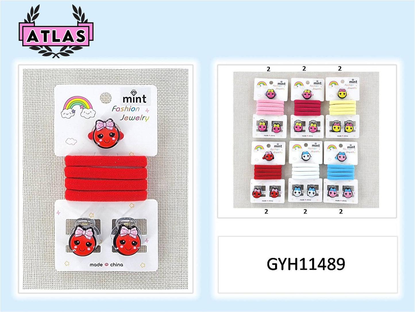 GYH11489 - Smiley Face Hair Clip Set