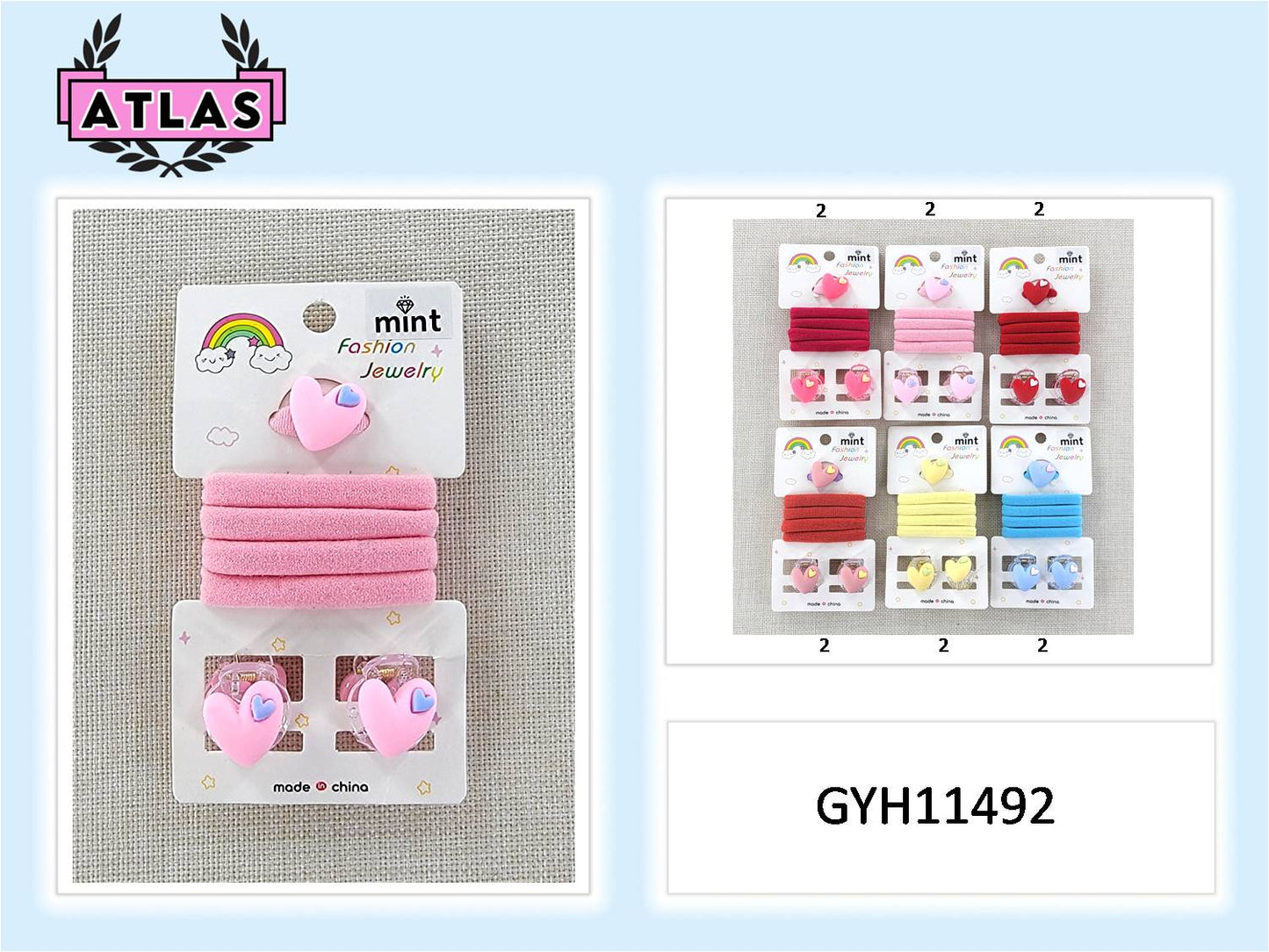 GYH11492 - Heart Hair Clip Set