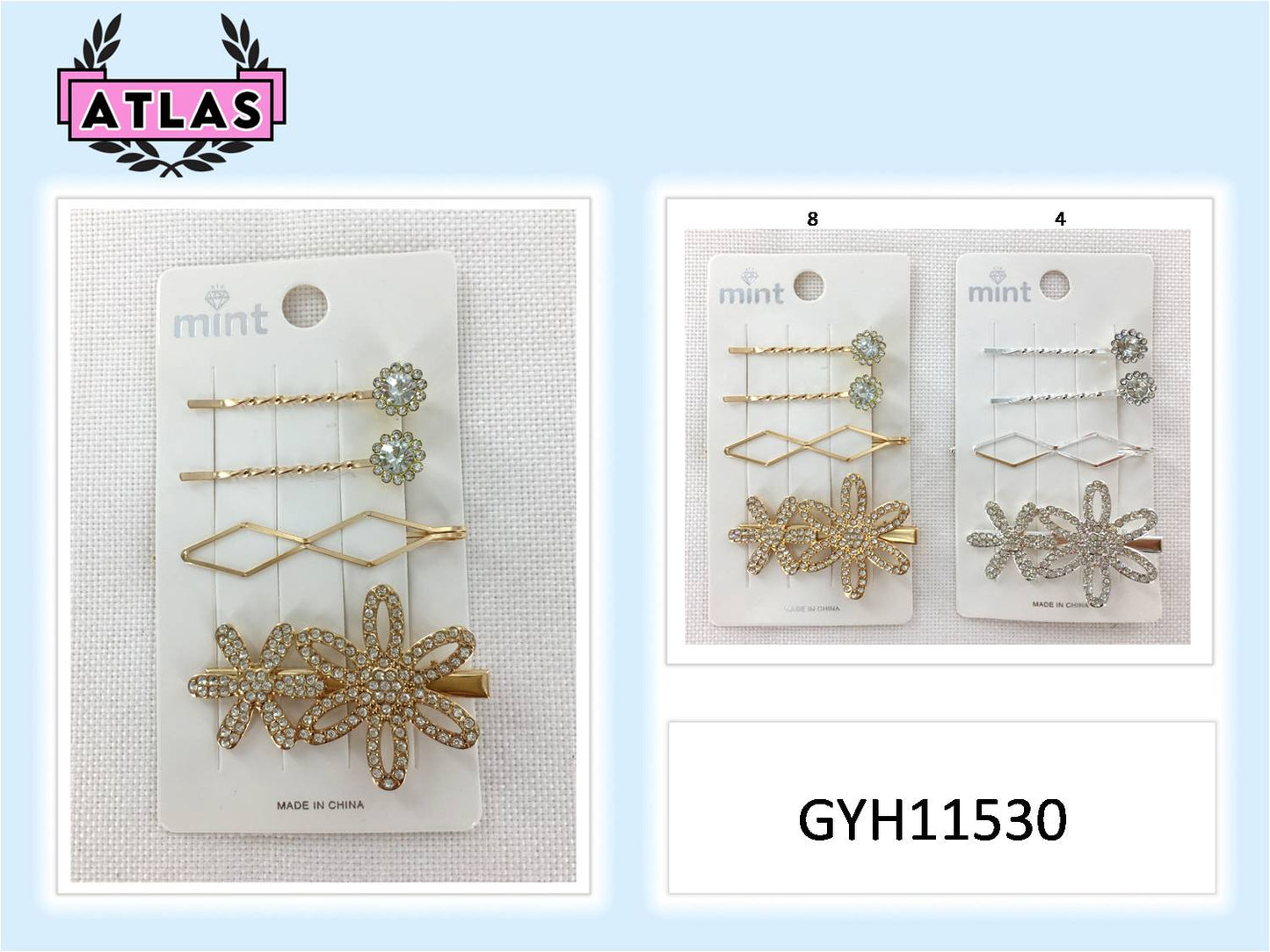 GYH11530 - Rhinestone Flower Hair Clip Set