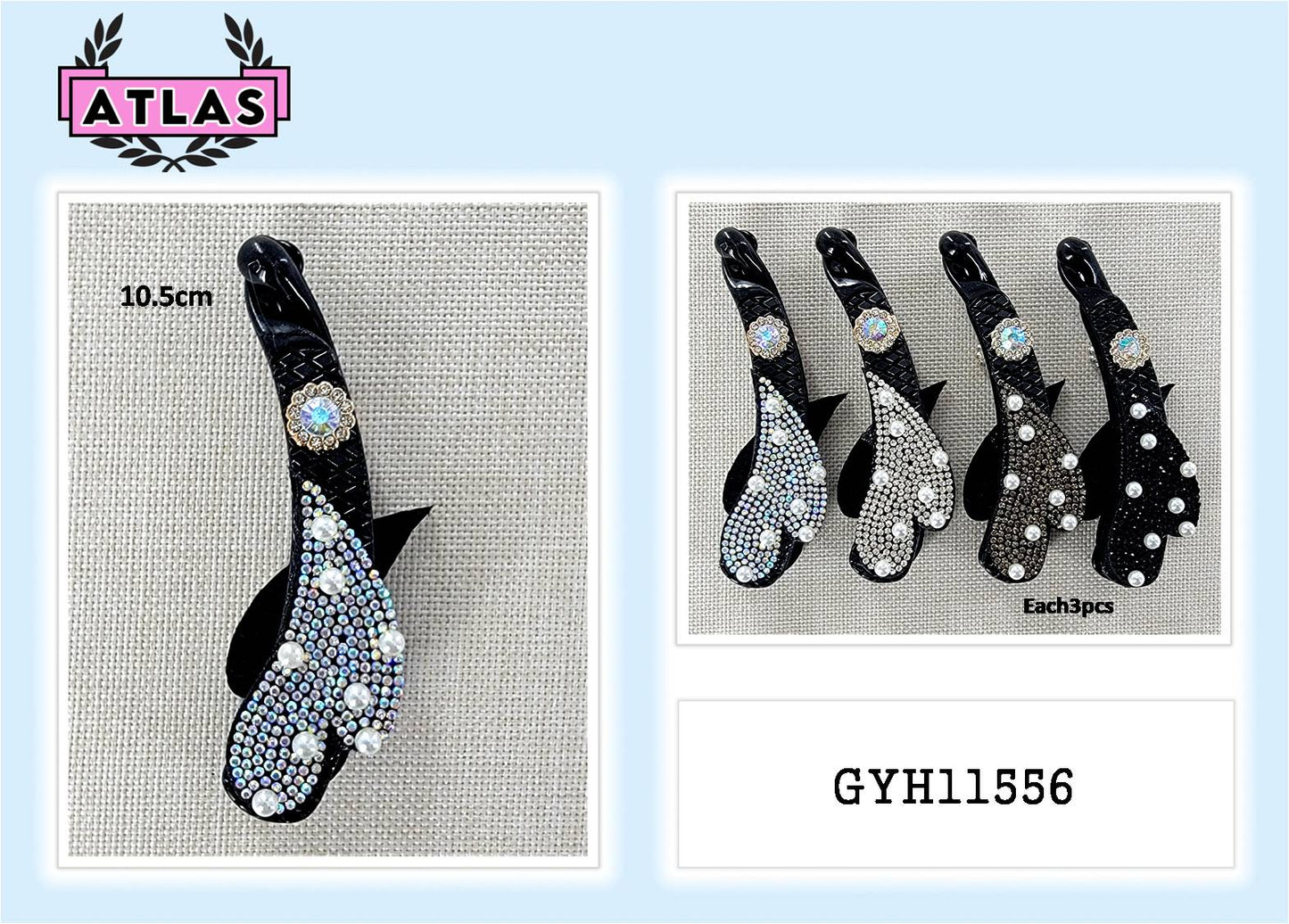 GYH11556 - Rhinestone Heart Banana Clip