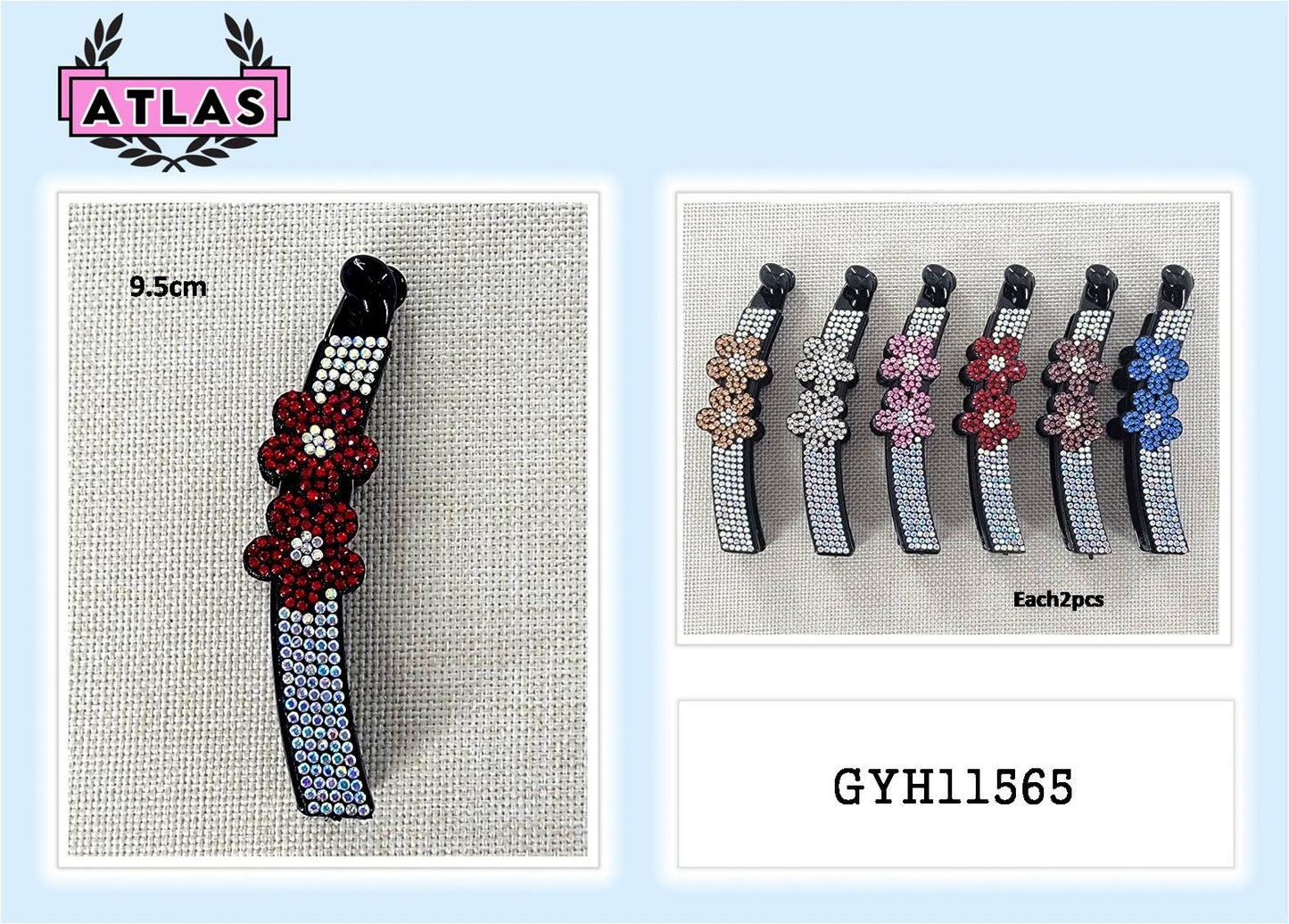 GYH11565 - Rhinestone Flower Banana Clip