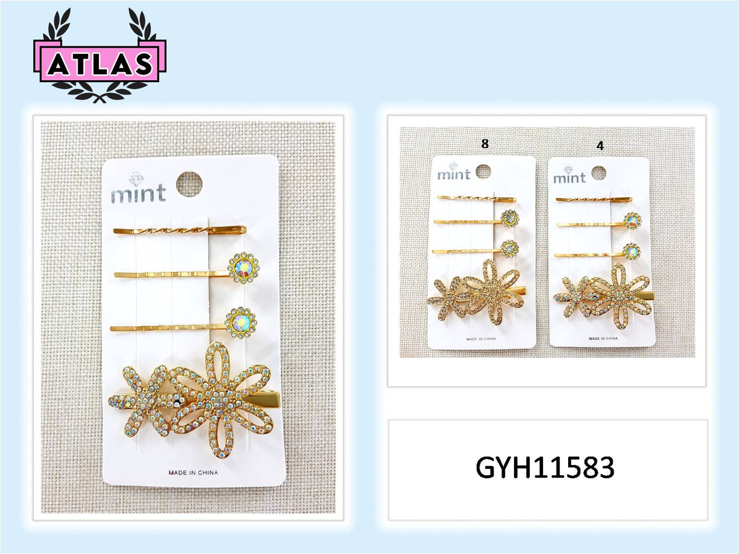 GYH11583 - Rhinestone Flower Hair Clip Set