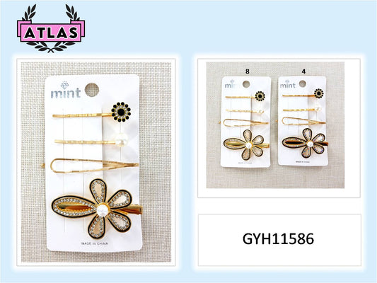 GYH11586 - Rhinestone Flower Hair Clip Set