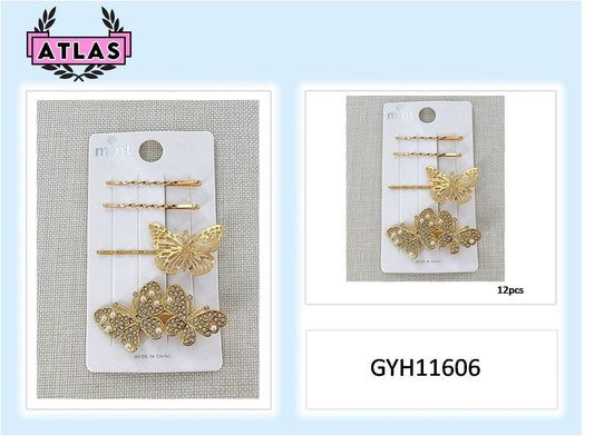 GYH11606 - Rhinestone Butterfly Hair Clip Set