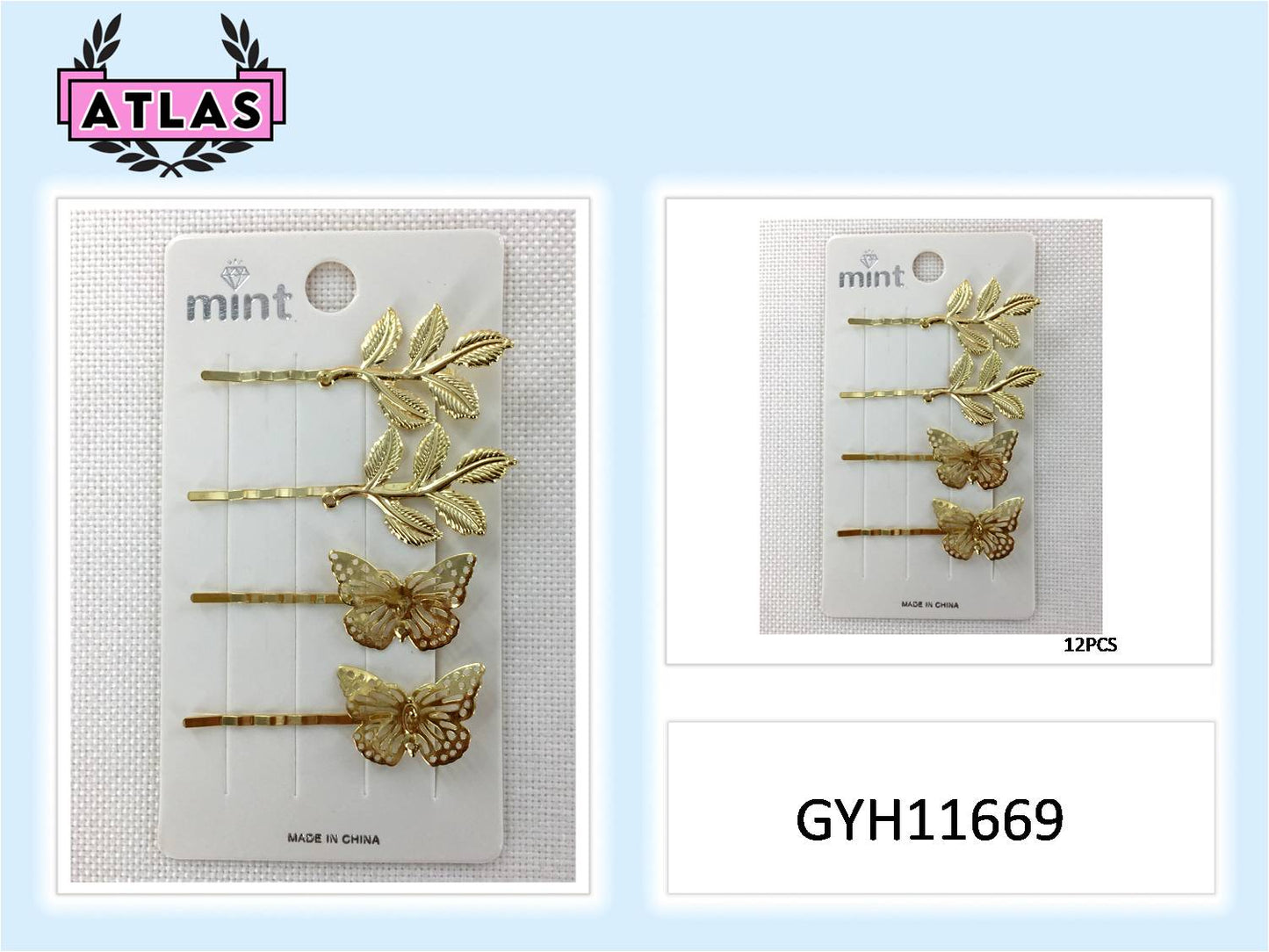 GYH11669 - Butterfly & Leaf Hair Clip Set