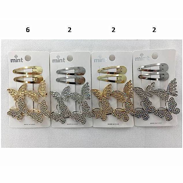 GYH11720 - Rhinestone Butterfly Hair Clip Set