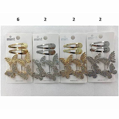 GYH11720 - Rhinestone Butterfly Hair Clip Set