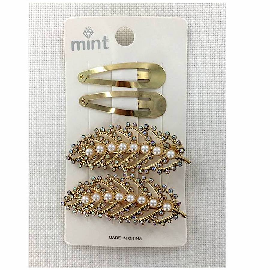 GYH11723 - Rhinestone Leaf Hair Clip Set