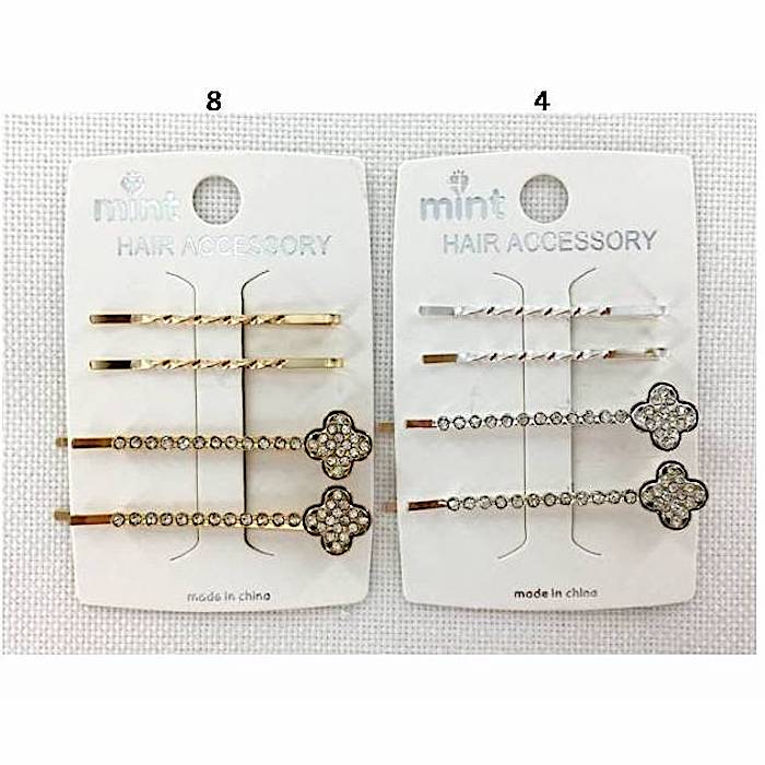 GYH11727 - Rhinestone Clover Hair Pin Set