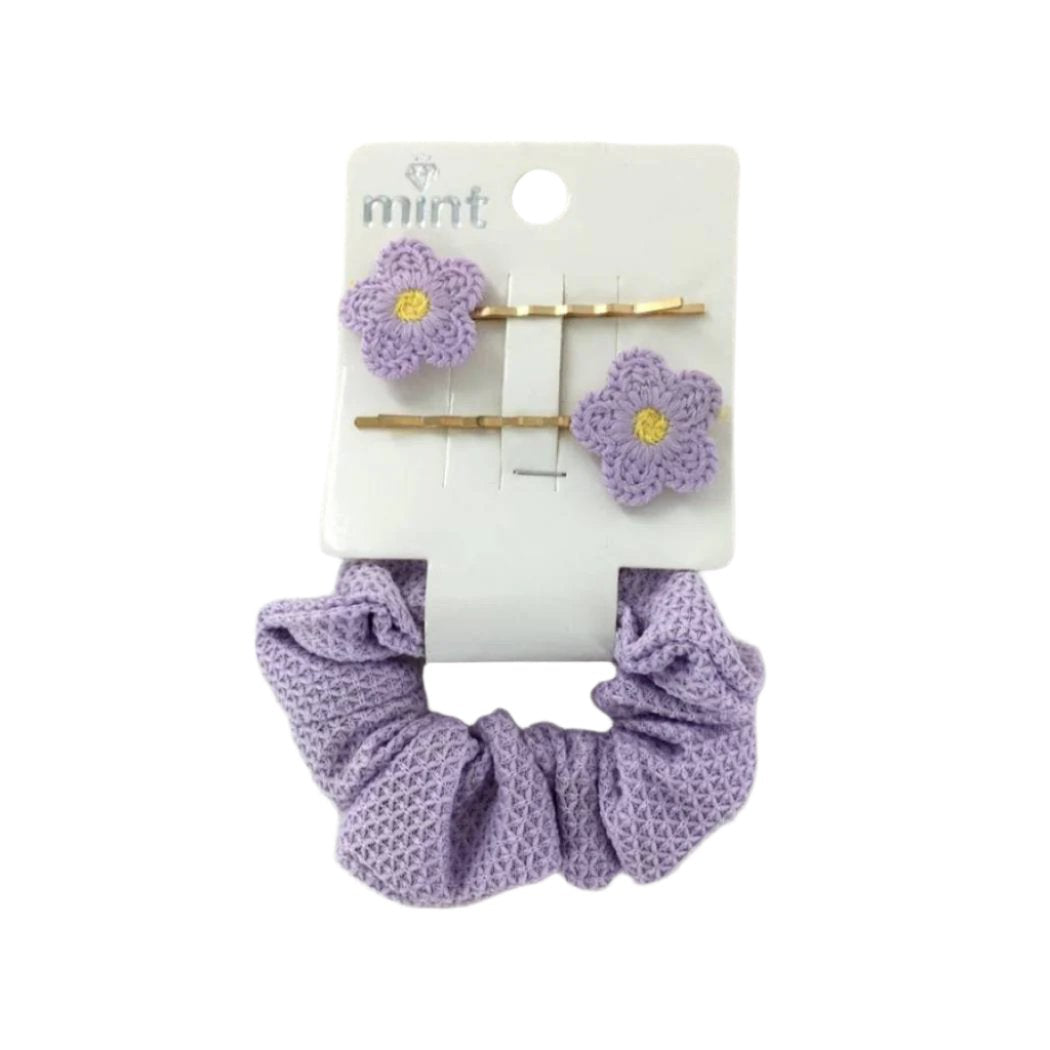 GYH11737 - Knit Flower Pin & Knit Hair Tie Set