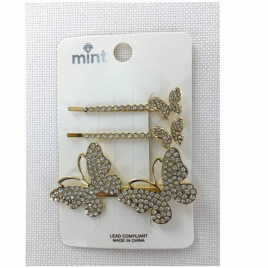 GYH11749 - Rhinestone Butterfly Hair Clip Set