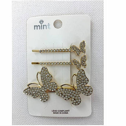 GYH11748 - Rhinestone Clover Hair Clip Set