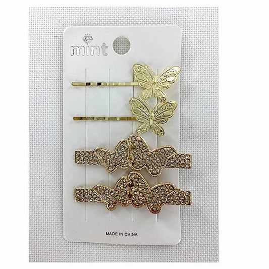 GYH11754 - Rhinestone Butterfly Hair Clip Set