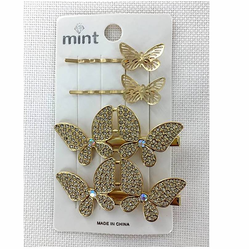 GYH11757 - Rhinestone Butterfly Hair Clip Set