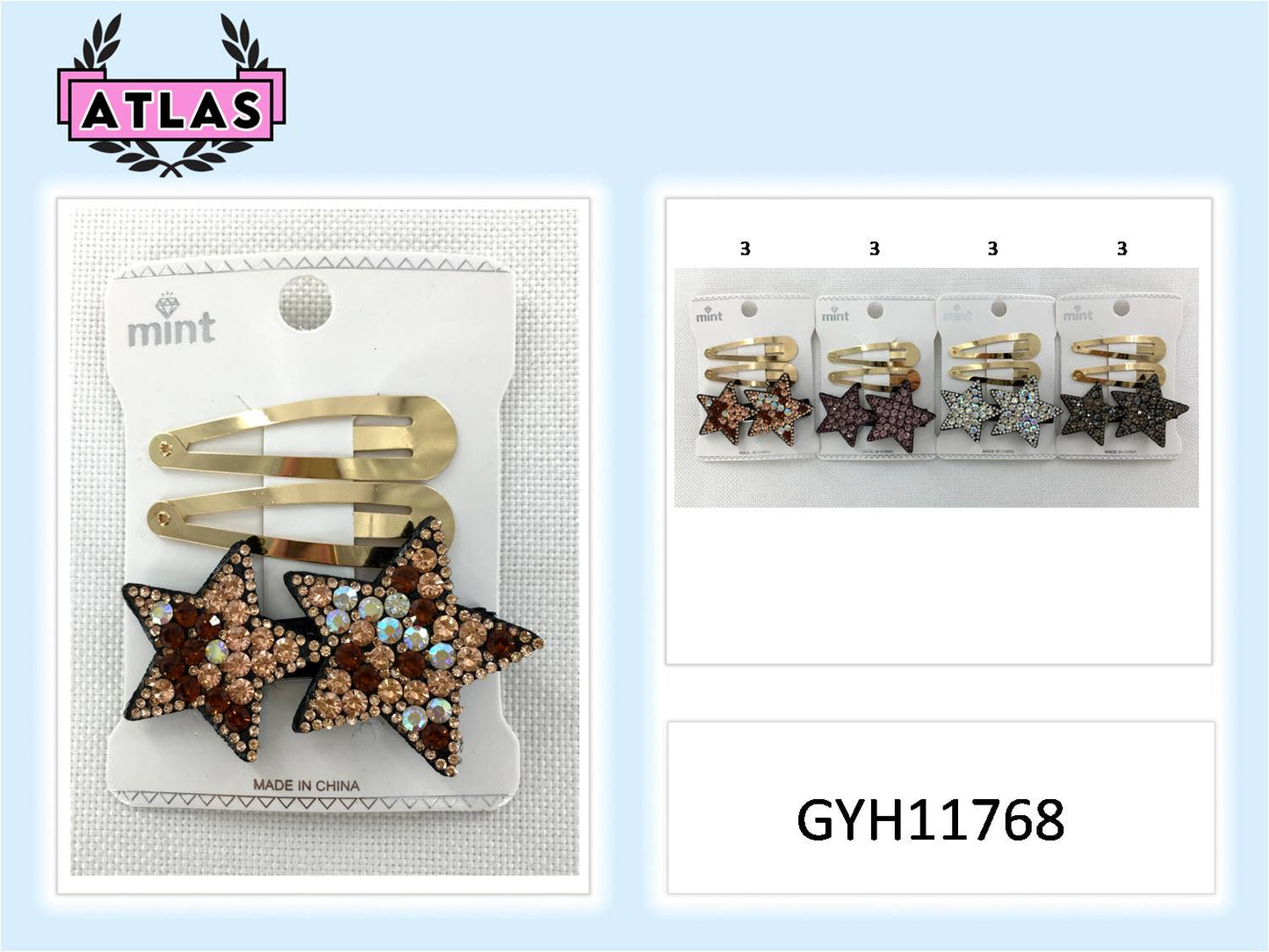 GYH11768 - Rhinestone Star Hair Clip Set