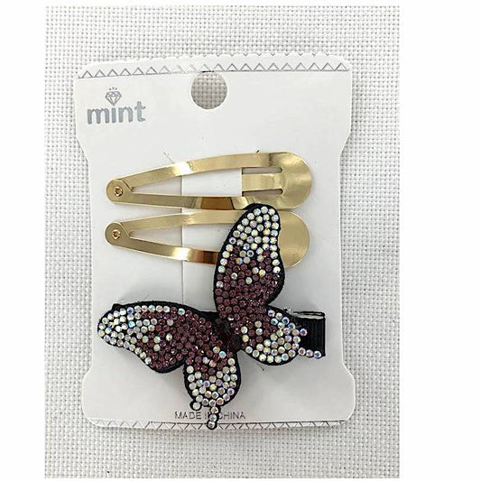 GYH11769 - Rhinestone Butterfly Hair Clip Set