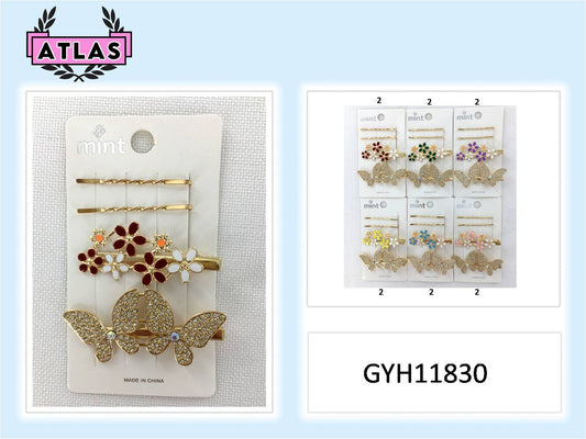 GYH11830 - Rhinestone Butterfly Hair Clip Set