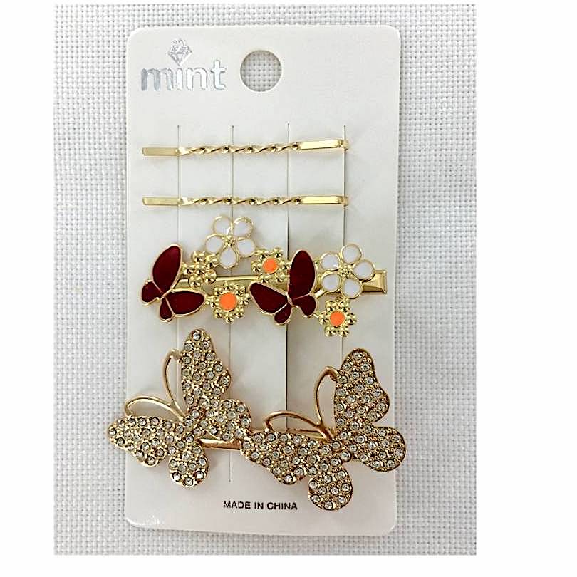 GYH11831 - Rhinestone Butterfly Hair Clip Set