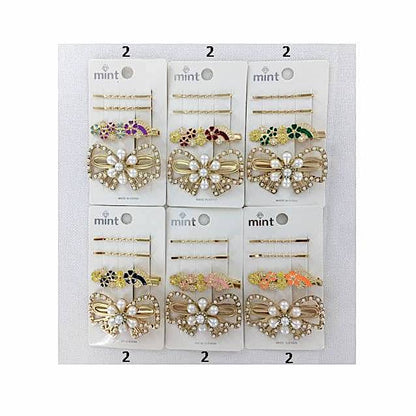 GYH11832 - Pearl Bow Hair Clip Set