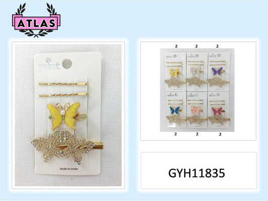 GYH11835 - Rhinestone Butterfly Hair Clip Set