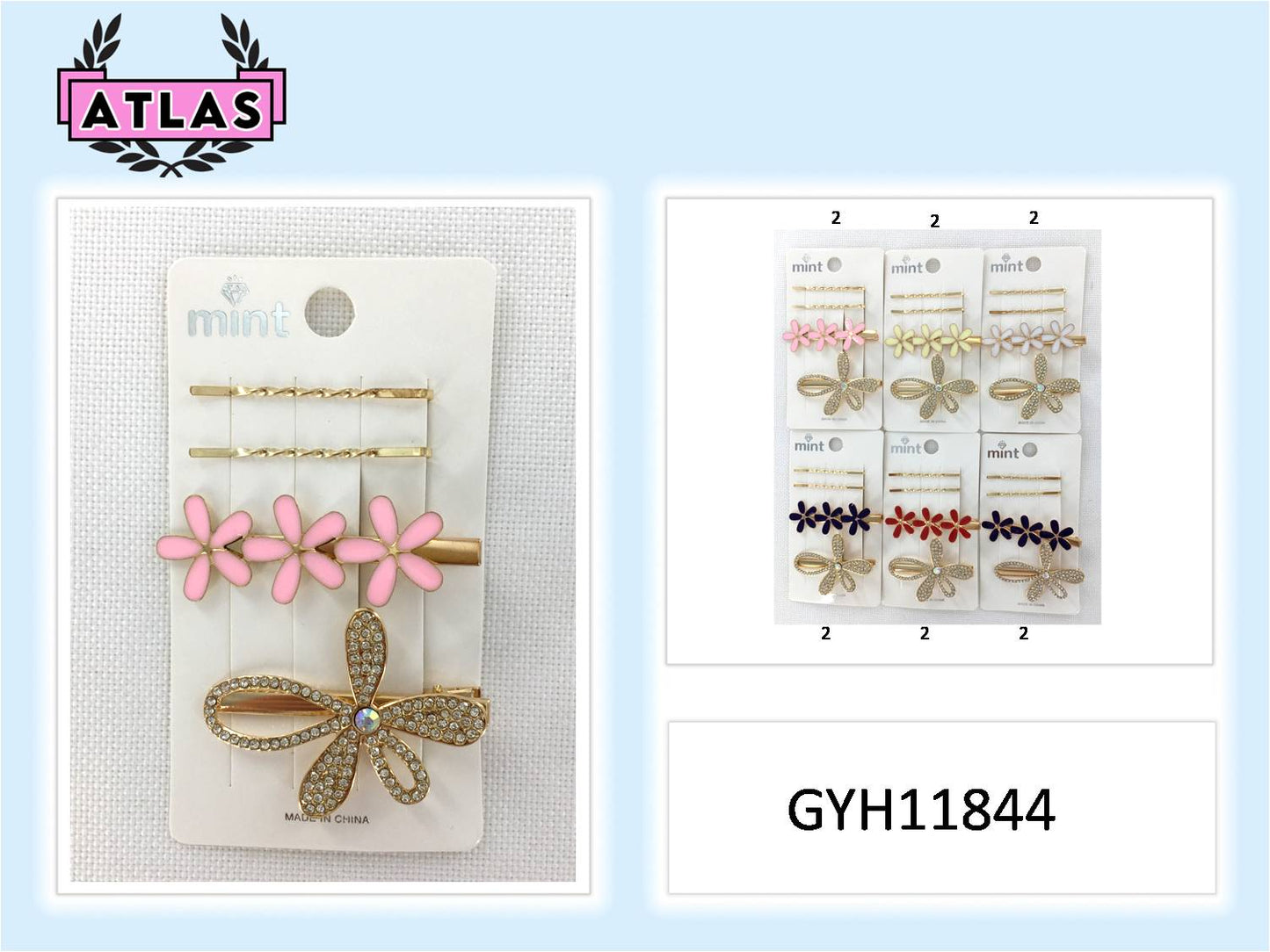 GYH11844 - Rhinestone Flower Hair Clip Set