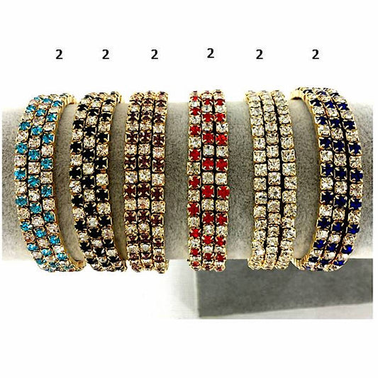 GYH11877G - Gold Rhinestone Checkerboard Stretch Bracelet