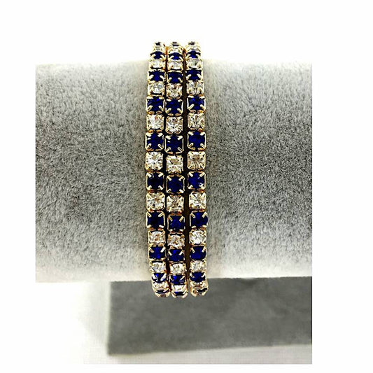 GYH11877G - Gold Rhinestone Checkerboard Stretch Bracelet