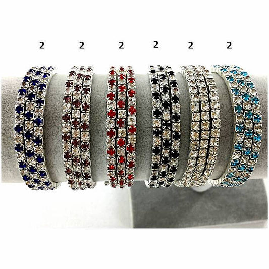 GYH11877S  - Silver Rhinestone Checkerboard Stretch Bracelet