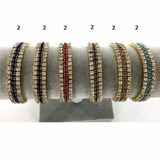 GYH11878G - Gold Rhinestone Line Stretch Bracelet