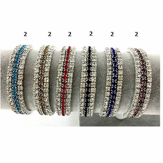 GYH11878S - Silver Rhinestone Line Stretch Bracelet