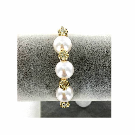 GYH11881 - Large Rhinestone Pearl Bracelet Cuff