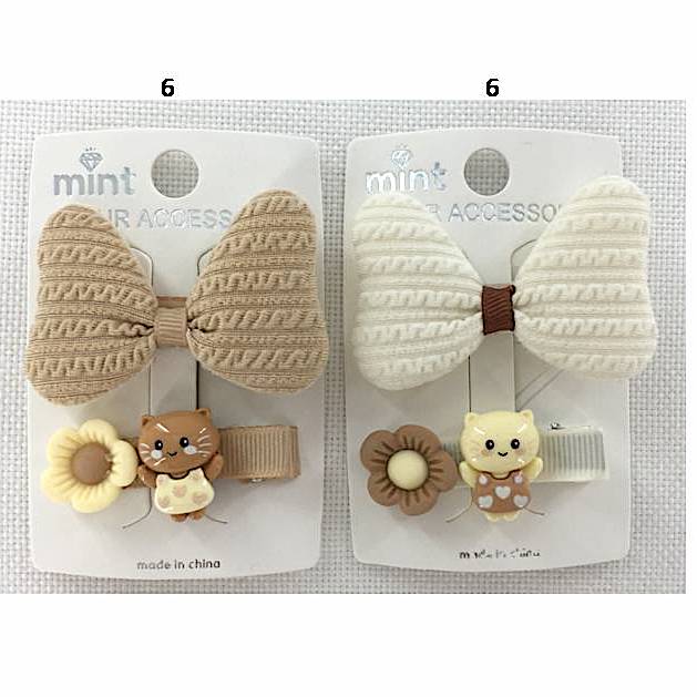 GYH11896 - Knit Bow & Cat Hair Clip Set