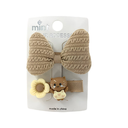 GYH11896 - Knit Bow & Cat Hair Clip Set