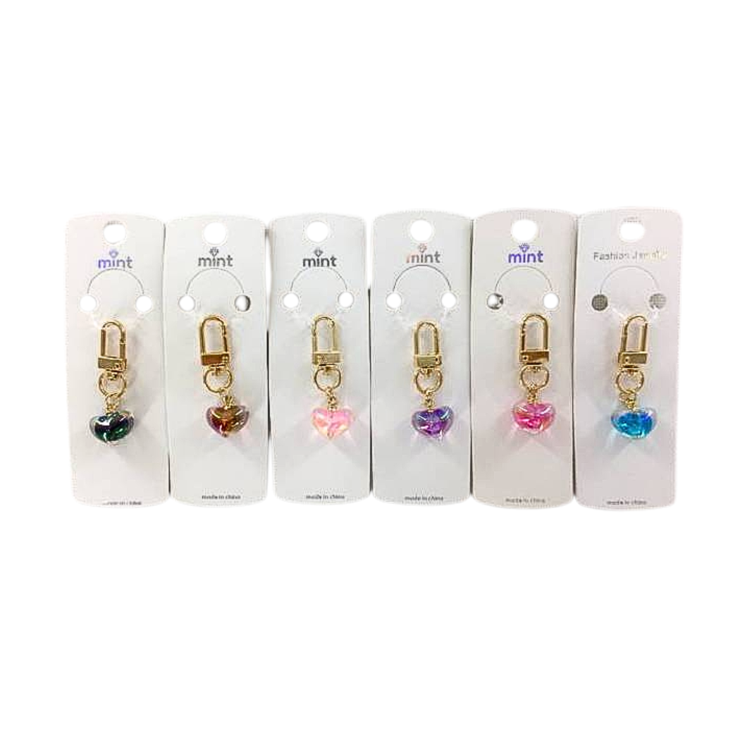 GYH11901-Transparent Iridescent Bubble Heart Keychain