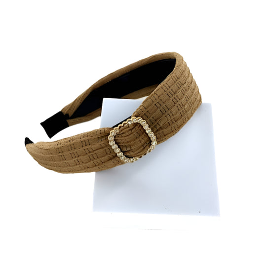 GYH11934 - Rhinestone Buckle Waffle Headband