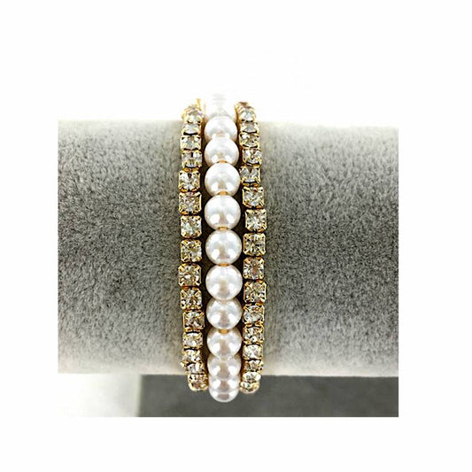 GYH11952 - Rhinestone Pearl Bracelet Cuff