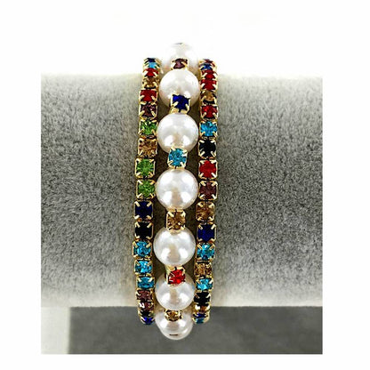 GYH11953AC - Rhinestone Pearl Bracelet Cuff