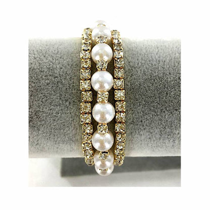 GYH11953 - Rhinestone Pearl Bracelet Cuff