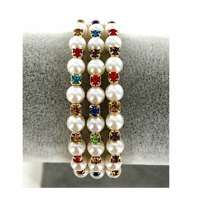 GYH11954AC - Rhinestone Pearl Bracelet Cuff