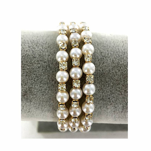 GYH11954 - Rhinestone Pearl Bracelet Cuff