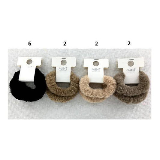 GYH11956 - Neutrals Faux Fur Hair Tie 2 Pce Set