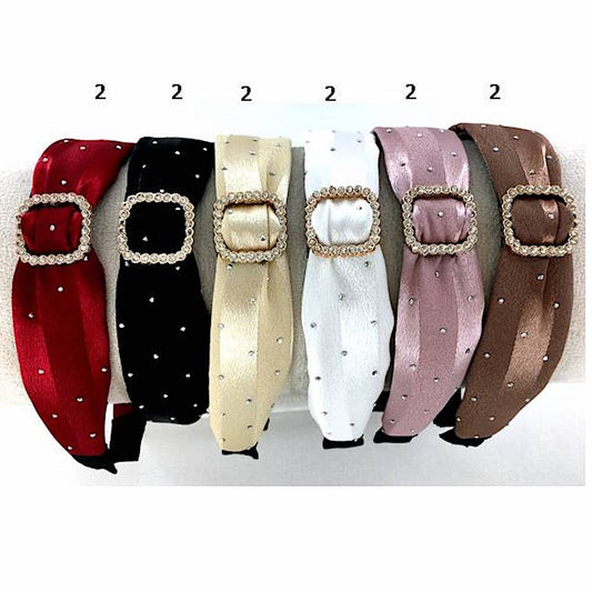 GYH12249 - Rhinestone Buckle Satin Headband