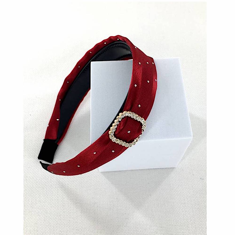 GYH12249 - Rhinestone Buckle Satin Headband