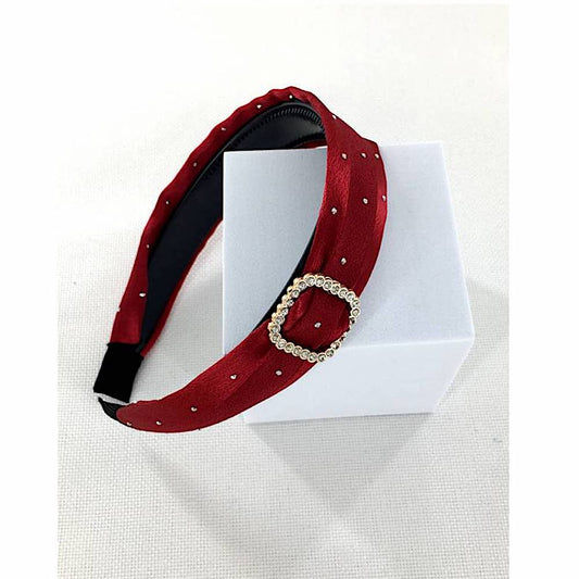 GYH12249 - Rhinestone Buckle Satin Headband