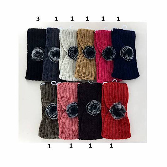 12 PCS Faux Fur Pom Knit Headwrap