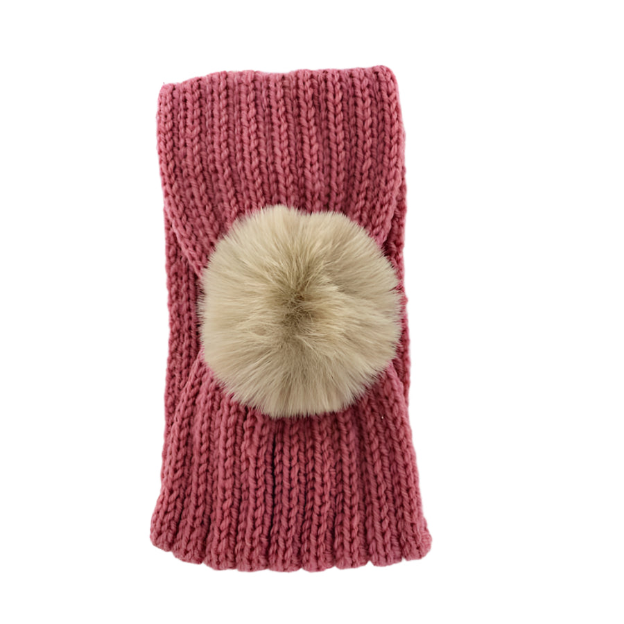 12 PCS Faux Fur Pom Knit Headwrap